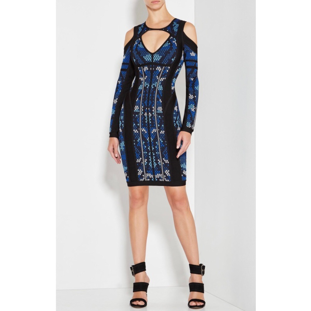 Herve Leger Cold Shoulder Cut Out Bandage Dress - Picture 2 of 8